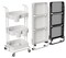 3 Tier Rolling Cart, Metal Foldable Utility Cart with Wheels, Hanging Cups and Hooks, Folding Storage Cart for Living Room, Kitchen, Bathroom, Bedroom in White